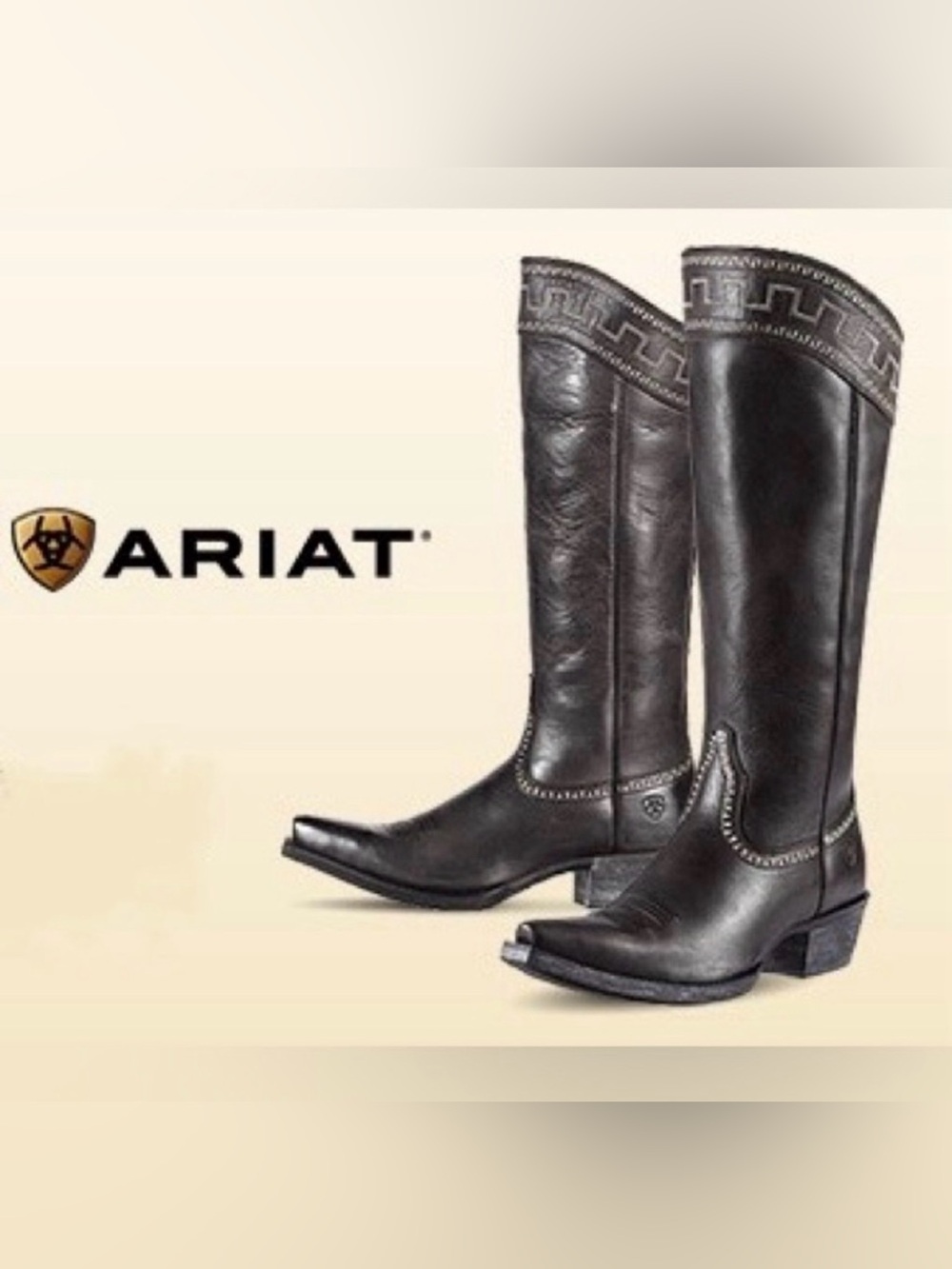 Ariat Sahara Tall Black Leather Western Riding Boots Size 8.5 B